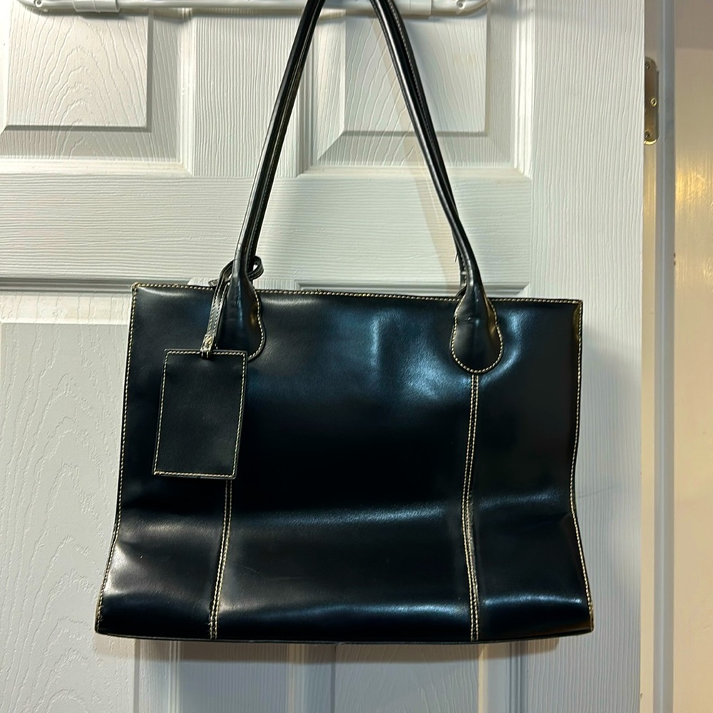 Leather laptop work tote